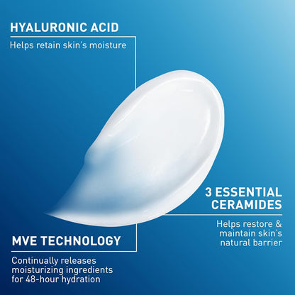 Moisturizing Cream, Face Moisturizer & Body Cream, Skin Care, 19Oz | Hyaluronic Acid for Instant Hydration, Skin Barrier Repair, Ceramide Moisturizer, Fragrance Free, Non-Comedogenic, Daily Use