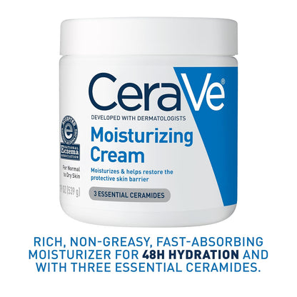 Moisturizing Cream, Face Moisturizer & Body Cream, Skin Care, 19Oz | Hyaluronic Acid for Instant Hydration, Skin Barrier Repair, Ceramide Moisturizer, Fragrance Free, Non-Comedogenic, Daily Use