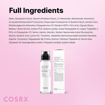 6X Peptide Collagen Skin Booster Toner Serum for Dull Skin, 5.07 Oz | Preps Skin with Copper Peptides, Ghk-Cu for Uneven Skin Texture, Skin Renewal Boosting Facial Essence, Korean Skin Care
