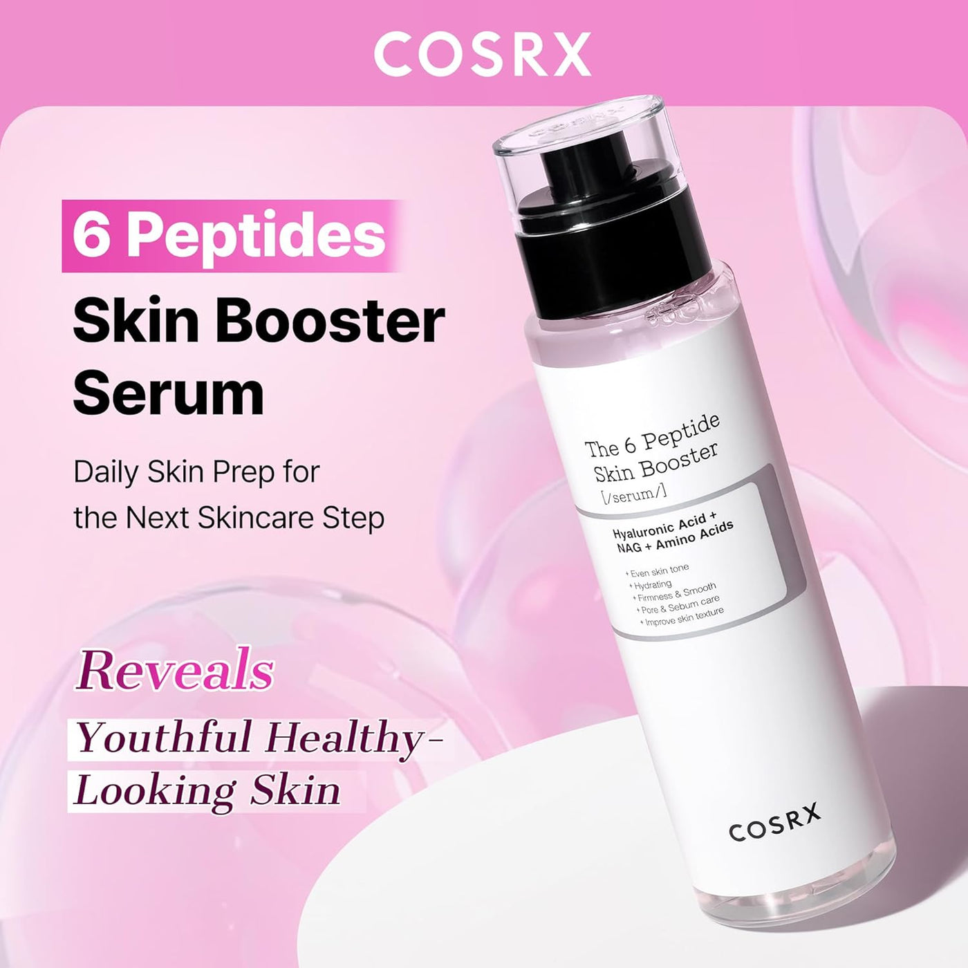 6X Peptide Collagen Skin Booster Toner Serum for Dull Skin, 5.07 Oz | Preps Skin with Copper Peptides, Ghk-Cu for Uneven Skin Texture, Skin Renewal Boosting Facial Essence, Korean Skin Care