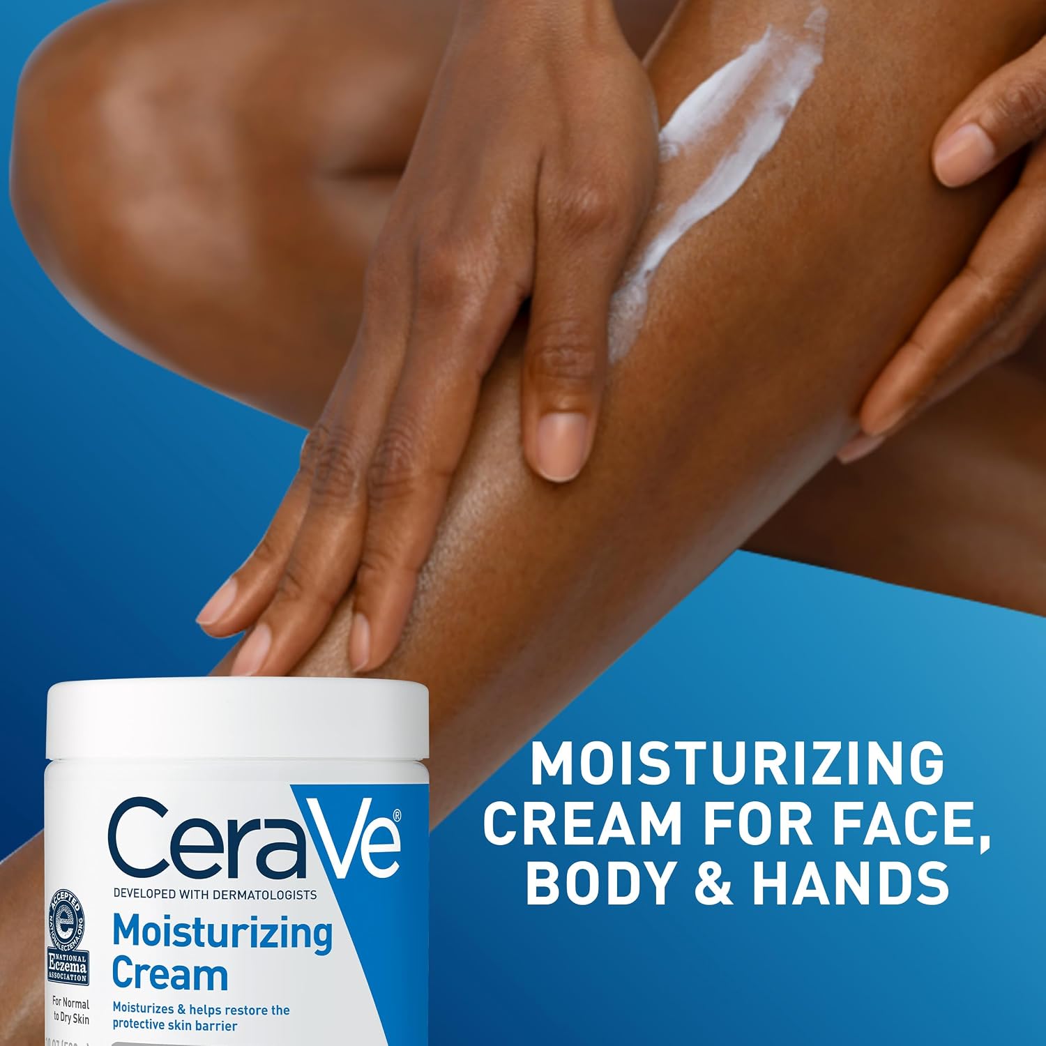 Moisturizing Cream, Face Moisturizer & Body Cream, Skin Care, 19Oz | Hyaluronic Acid for Instant Hydration, Skin Barrier Repair, Ceramide Moisturizer, Fragrance Free, Non-Comedogenic, Daily Use